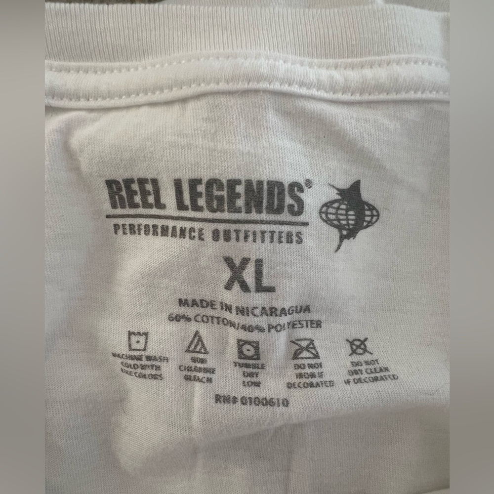 Reel Legends White Graphic T-Shirt Sz XL - Picture 3 of 3